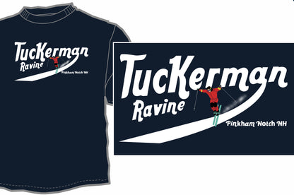 Tuckerman Ravine skier navy blue shirt